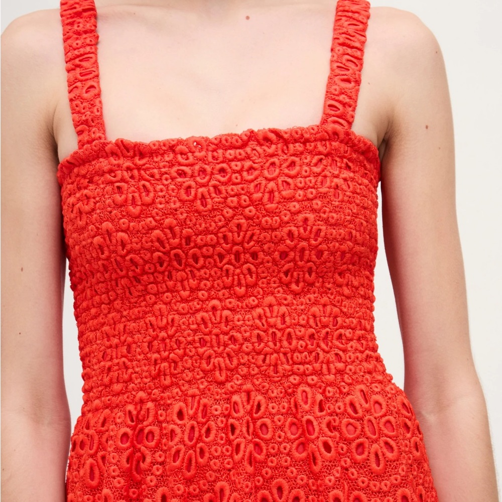 NWT Hill House The Anjuli Nap Dress Poppy Red Scallop Lace - Picture 2 of 11